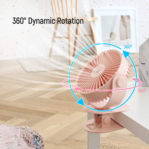 GPEL Clip on Fan, USB Clip Desk Personal Fan, Table Fans, 2 in 1 Applications, Strong Wind, Mini Desk Fan, Small Desktop Fan, 4 Inch 2 Speed Portable Cooling Fan USB Powered by Net Book, PC, Darkblue