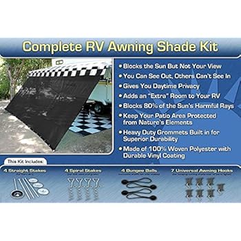 EZ Travel Collection RV Awning Shade Complete Kit (Black)
