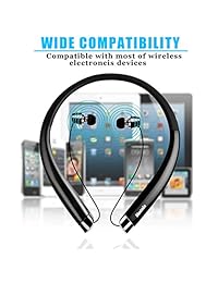 Bluenin   Auriculares retráctiles con correa para el cuello, Bluetooth, con graves y sonido estéreo HD, retráctiles para dispositivos Android y iPhone