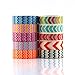 Piokio 10 Rolls 33FT Chevron Washi Tape Collection DIY Sticker Masking Paper For Art Planners, Decorating, Scrapbooking