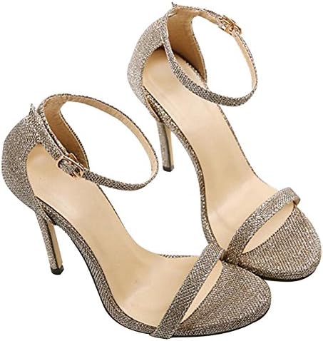 Tanpell Women's Open Toe High Heel Pumps Evening Party Dress Sandals Golden 8