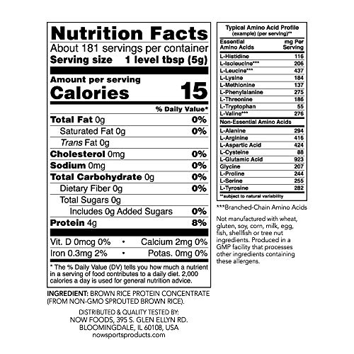 NOW Sports Nutrition, Sprouted Brown Rice Protein, 80% Protein, Unflavored Powder, 2-Pound - //medicalbooks.filipinodoctors.org