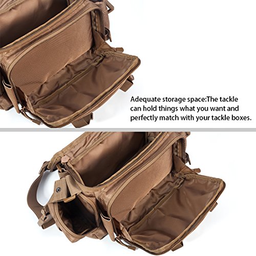 BLISSWILL Portable Outdoor Fishing Tackle Bags Waist Fishing Bag Fishing Gear Storage Bag Water-Resistant Multifunctional Bag Fly Fishing Bag Durable Handbag Bags for Fishing(Khaki Larger)