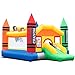 Costzon Inflatable Bounce House, Castle Jumper Slide Mesh Walls, Kids Party Jump Bouncer House w/Repairing Kit, Stakes, Carry Bag Without Blower (Crayon Theme)