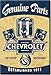 Bundle: Chevy Metal Sign Set - Super Chevy Service, Chevy Truck Tribute, Chevy Round Genuine Parts and Chevy Historic Logo. Plus Chevy Pistons Magnet.