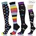 Double Couple 3 Pairs Compression Socks for Women Men 20-30mmhg Knee High Stocking for Sports Running Travel Nurses
