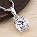 JewelrieShop Super Bling Bling Classic Design Cubic Zirconia Round Shape Pendant Necklace