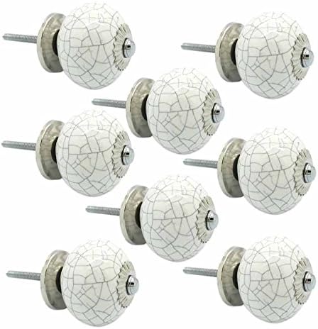 JP Hardware Pack of 8 Ceramic White Knobs for Cabinets & Cupboards| Drawer Pulls