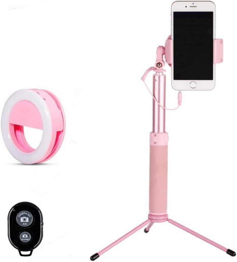 LIRANK Selfie Stick Tripod 1.22 M with Ring Light Remote Bluetooth for Live Stream and Makeup-iPhone X/SE/6/6s/6 Plus/7/7 Plus/8/8 Plus/,Samsung 8/S8/S8 Plus,Nexus,LG,Moto and More(Pink)