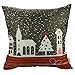Luxbon Cotton Linen Cute Santa Claus Reindeer Snowman Snowflake Christmas Tree Little House Bird Gift Ho Ho Ho Merry Christmas & Happy New Year Throw Pillow Case Cushion Cover Insert Not Inclued