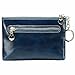 ON-SALE Itslife Triple Zipper Leather Mini Coin Purse Card Holder with Key Chain (Blue)