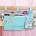 FakeFace 8 Pockets Hanging Bedside Caddy for Dorm Room Cabin Beds/Bunks Nursery Baby Cot Stroller Book Magazine Cellphone Kids Diaper Toys Cup Bottle Holder Tidy Organiser Storage Pouch Bag,Green