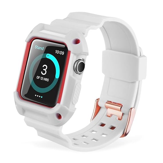 Pinhen Apple Watch-Armband, 38 mm, 42 mm, mit Hülle und gehärtetem Glas, iWatch Sport, stoßfeste, robuste Schutzhülle mit Ban