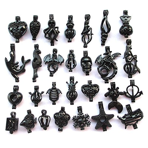 Dandan DIY Random 20pcs Black Bird Alloy Cage Mermaid Owl Heart Diffuser Locket Perfume Essential Oil Aromatherapy Diffuser Charms Pendant Craft Diffusion Ball (Random 20pcs black color)