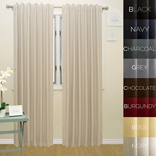 Prestige Home Fashion Thermal Insulated Blackout Curtain - Back Tab / Rod Pocket - Ivory - 52"W x 108"L, 1 Panel