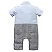 Baby Boy Short Sleeve with Bowtie Checked Gentleman Romper Toddler Outfit Clothing Set 1pcs Jumpsuit (Label 80/6-12 Months, Blue)