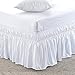 Wrap Around Bed Skirt -Polyester/Microfiber Elastic Dust Ruffle Three Fabric Sides Silky Soft & Wrinkle Free Classic Stylish Look in Your Bedroom by-Rajlinen(White, Queen /21) by-Rajlinen