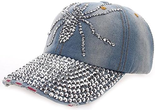 Coolzdt Multiple Cute ANIMALS Bling Rhinestone Adjustable Strapback Hats Baseball Cap Denim (19 Style) (Spider)
