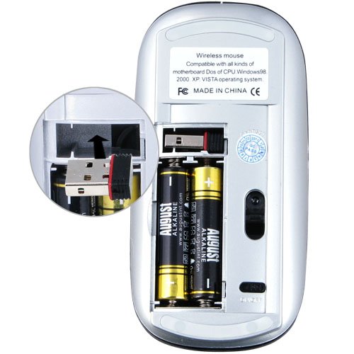 Daffodil WMS500 Wireless Optical Mouse 2.4GHz - Cordless 3 Button PC Mouse with Scrollwheel and Adjustable Sensitivity (MAX DPI: 1600) - For Laptop / Netbook / Desktop Computers - Supported by: Microsoft Windows (7 / XP / Vista) and Apple MAC (OS X +) - B