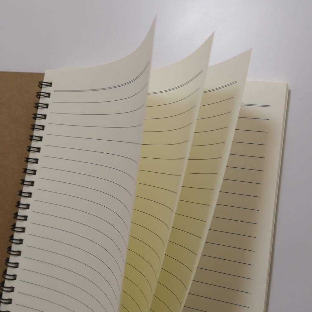 YUREE B5 Spiral Notebook Lined, Spiral Ruled Journal with Hard Kraft Cover, 70 Sheets (140 Pages), 10.3" x 7.2", 3-Pack, Brown : Office Products