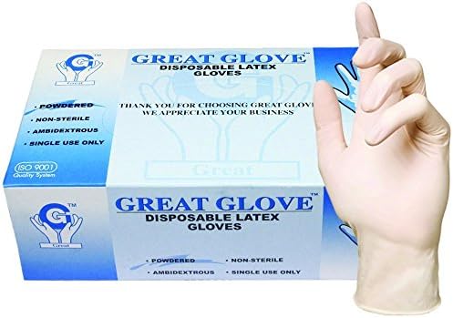 Geart Glove 10010-M-CS Latex Industrial Grade Foodservice Glove, 4 - 4.5 mil, Powdered, General Purpose, FDA 177.1950 Compliant for Food Contact, Medium, Natural, 1000 Pack