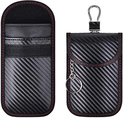 Faraday Pouch for Car Keys 2 Pack - Premium Signal Blocking RFID Keyless Entry Protection Bag, Carbon Fibre, Medium For All Keys