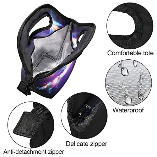 Naanle Galaxy Unicorn Insulated Zipper Lunch Bag Cooler Tote Bag for Adult Teen Men Women, Animal Unicorn Lunch Boxes Lunchboxes Meal Prep Handbag