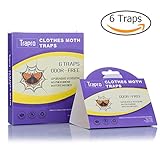 Clothes Moth Traps with Pre-Baited Pheromone Attractant, Non-Toxic and Odor-Free (6 Traps)