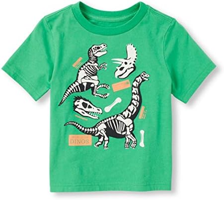 Baby Boys Glow in the Dark T-Shirt: Dinosaur Bones, Green (6-9 Months)