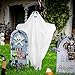 Unomor Halloween LED Light Up Ghost with Black Hat, Yard stake & Hanging Lanyard for Halloween Decorations Outdoor (Batteries Included) - 67 Inch