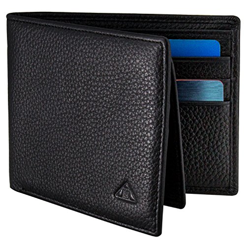 Motion Trend Men's RFID Wallet - Leather RFID Blocking Wallet, Pebble Black