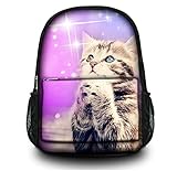 Fashion Unisex Vintage Canvas Backpack Retro School Laptop Shoulder Backpack Bag Bookbag Travel Camping Hiking Rucksack (Cute Cat) CPB-26