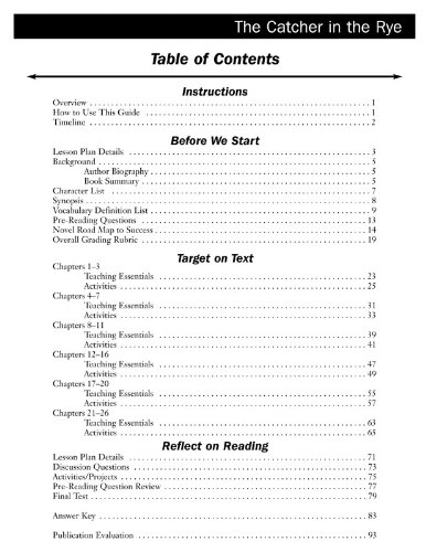 The Catcher In The Rye Novel Guide Book