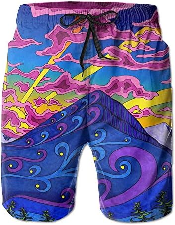 HUDEWDS23 New Psychedelic Trippy Pattern Summer Suit Men's Beach Pants With Pockets