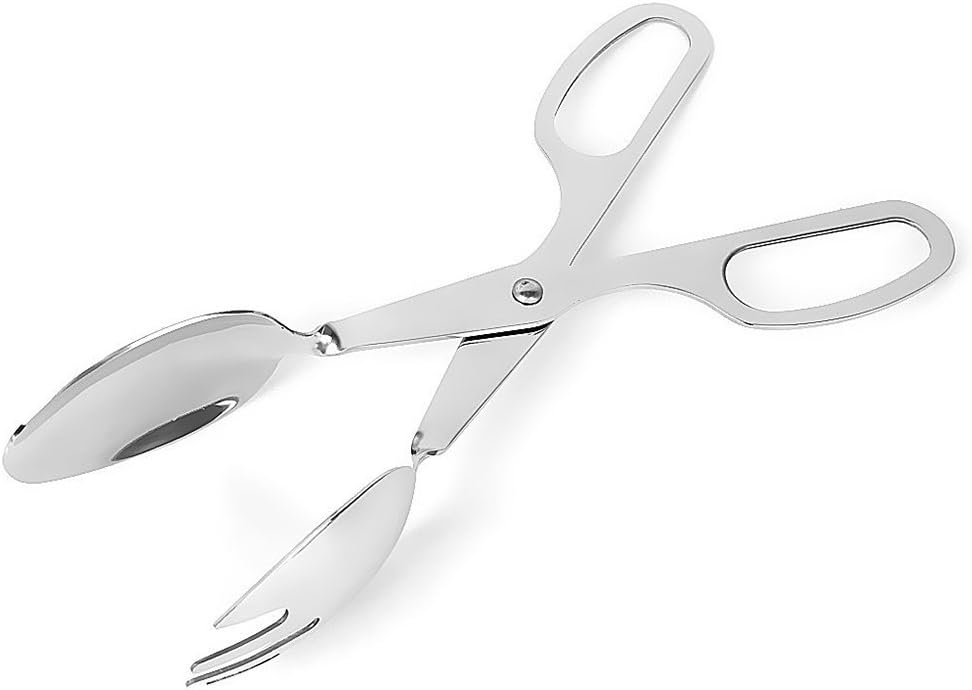 Cosanter Stainless Steel Spoon Barbecue Food Salad Tongs Scissor Spoon for Home Kitchen Cooking
