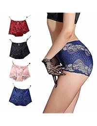 Bragas de encaje sexy para dama Lencería de control de barriga de gran altura Ropa interior Calzoncillos Pantalones cortos de encaje floral para niños