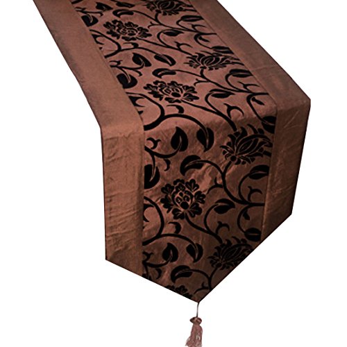 UPC 602451816560, uxcell Flocking Taffeta Table Top Damask Runners, 76&quot; L x 11&quot; W, Coffee