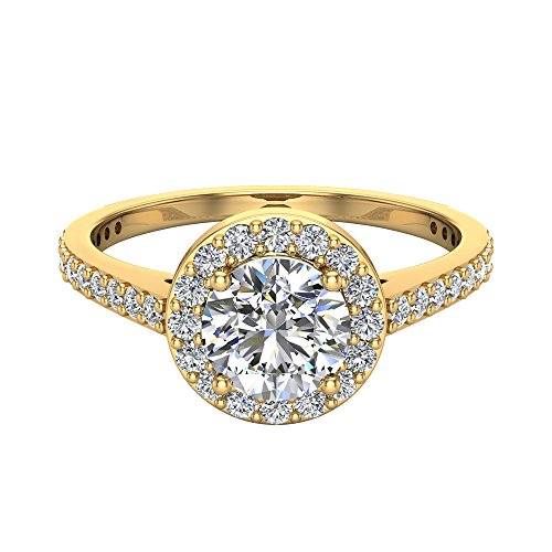 Round brilliant cut diamond dainty halo engagement ring…