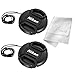 Center Pinch Lens Cap for Nikon DSLR Lenses with 55mm Filter Diameter (2 Packs), Black