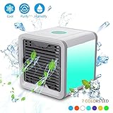 Heartbeat Personal Space Cooler, Portable Air Conditioner, Humidifier and Purifier, Desktop Cooling Fan with 3 Speeds and 7 Colors LED Night Light for Office Home Outdoor Travel | As Seen On TV
