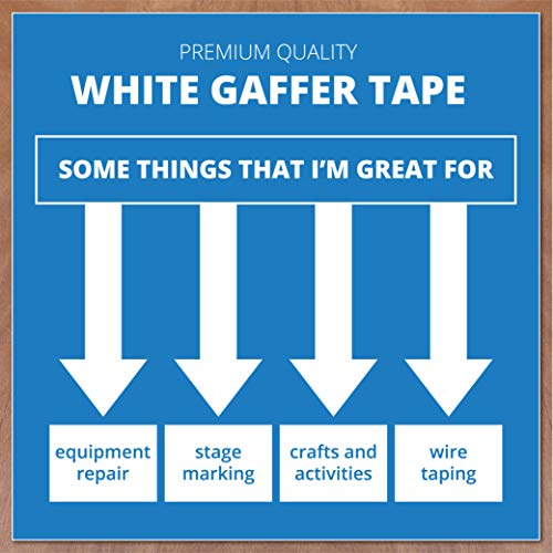 White Gaffers Tape 4 Inch by 90 Feet Heavy-Duty Cloth Gaffer Tape - Non-Reflective, Water Resistant, Residue-Free Gaff Tape for Indoor and Outdoor Use, Versatile and Multipurpose Cloth Tape