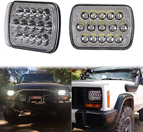 LWD DOT approved 45w Rectangle 5x7 7x6 Led Headlights Hi/Low Sealed Beam for Trucks Toyota Pickup Truck Dodge Jeep Wrangler YJ Cherokee XJ Trucks 4X4 Offroad Headlamp Replacement H6054 H5054 H6054LL 69822 6052 6053 , 2Pcs