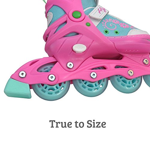 Hype Sherbet Adjustable Inline Skates Kids rollerblades Girls - Roller Blades for Youth, Kid, Girl, Boys - Comfortable fit - Safety non-slip wheels (Blue/Pink) - Thumbnail 4
