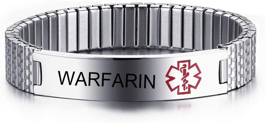 Free Engraving-Unisex Stainless Steel Medical Alert ID Stretch Allergy Bracelet for Men and Women