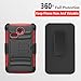 LG Sunrise Case, LG Lucky Case, LG L15G, LG L16C Combo Rugged Shell Cover Holster with Built-in Kickstand and Holster Locking Belt Clip Red + Circle(TM) Stylus Touch Screen Pen And Screen Protector