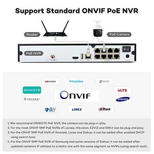 【Onvif H.265】 ONWOTE UltraHD 4K 8MP 4X Optical Zoom IP PoE Security Camera Outdoor, 3840x 2160 8.51 Megapixels, 200ft Night Vision, Motorized Varifocal Lens 30°-120° View Angle, IP66 Weatherproof