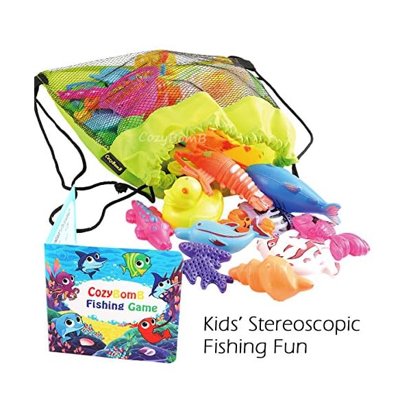 CozyBomB-Magnetic-Fishing-Toys-Game-Set-for-Kids-for-Bath-Time-Pool-Party-with-Pole-Rod-Net-Plastic-Floating-Fish-Toddler-Education-Teaching-and-Learning-Colors-Ocean-Sea-Animals-Large CozyBomB Magnetic Fishing Toys Game Set for Kids for Bath Time Pool Party with Pole Rod Net, Plastic Floating Fish…