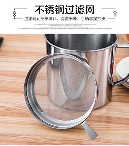 Oil Storage Grease Keeper, Grease Strainer Pot Grease Container With Mesh Strainer 1.7 L (8 Cups)