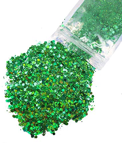 image for Electric Bliss Beauty 10 Grams ✮ Green Chunky Holographic Glitter 