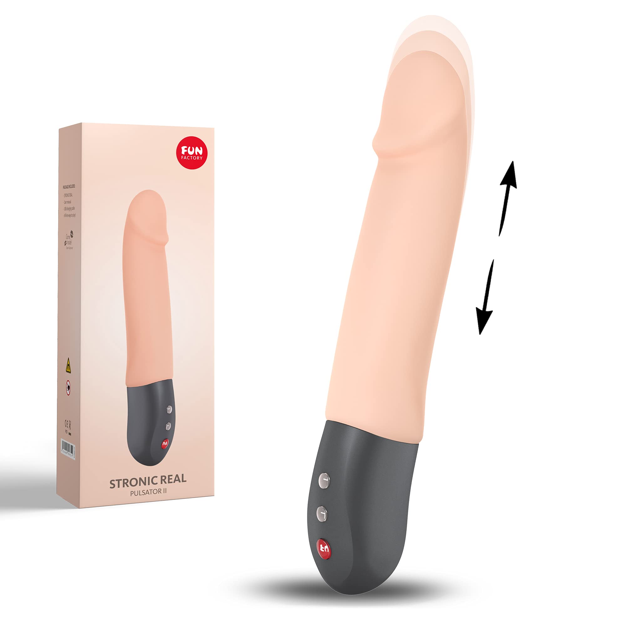 Fun Factory STRONIC Real - Slim Pulsator with Realistic Shape, Thrusting Vibrator, Silicone, Nude